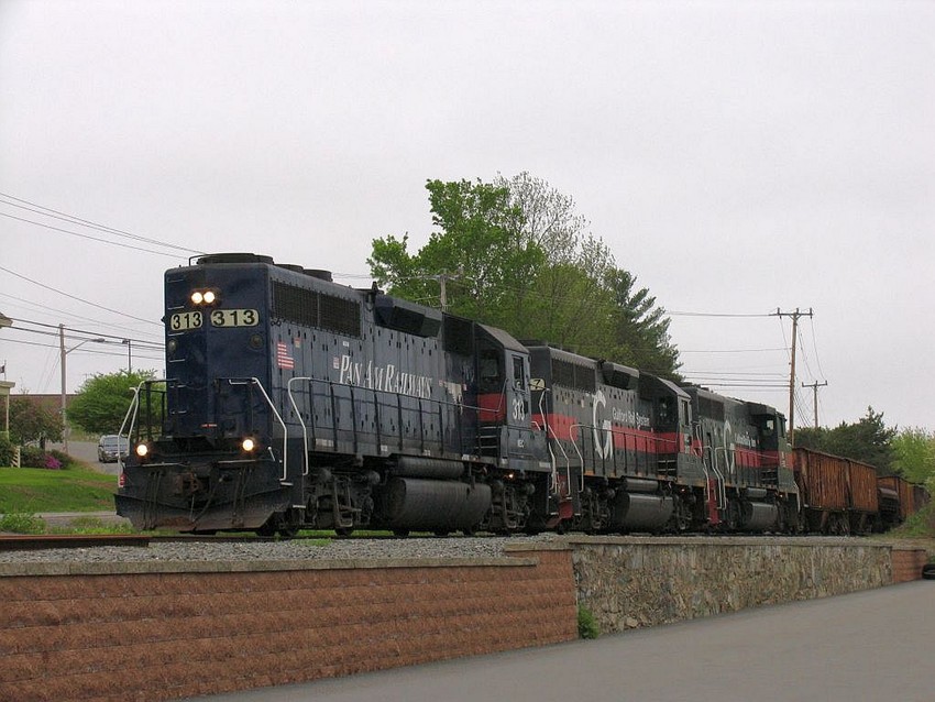 Photo of 313, 317, & 502 with Ballast cars in Bangor, ME