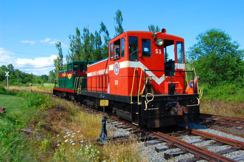 Photo of BML#53 being parked at the CPC Museum siding for maintenance