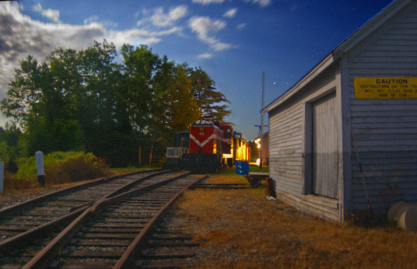 Photo of BML#53 on the City Point Central siding by the BML Main Line by moonlight