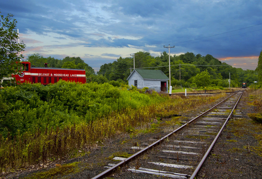 Photo of BML#53 on the City Point Central siding by the BML Main Line at dusk