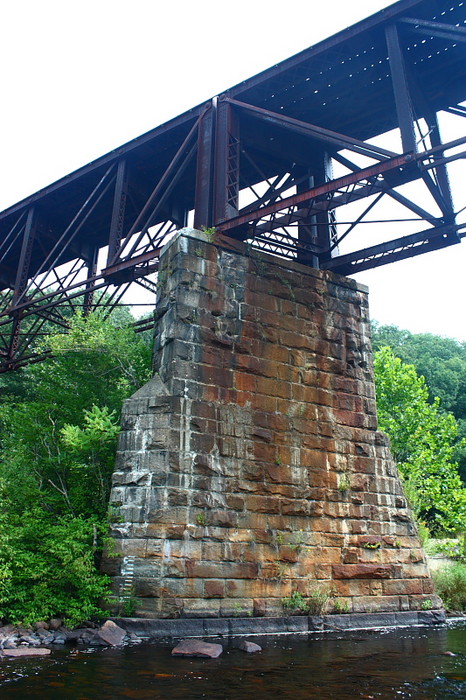 Photo of Looking up at the trestle from where the truckset is sitting in the river