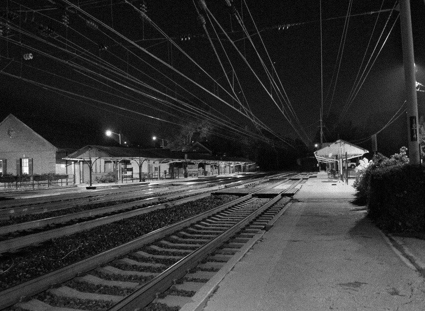 Photo of Bryn Mawr, PA, SEPTA Regional Rail Station at Midnight.