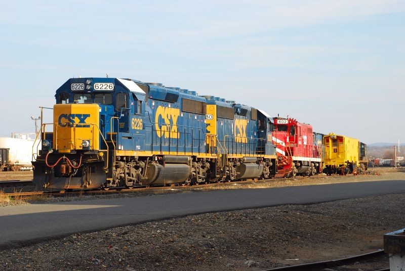 Photo of CSX 6226, 6230 and CLP 802 West Springfield Nov 20 2011
