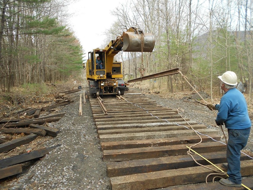 Photo of Placing the North Rail between Frog and Points