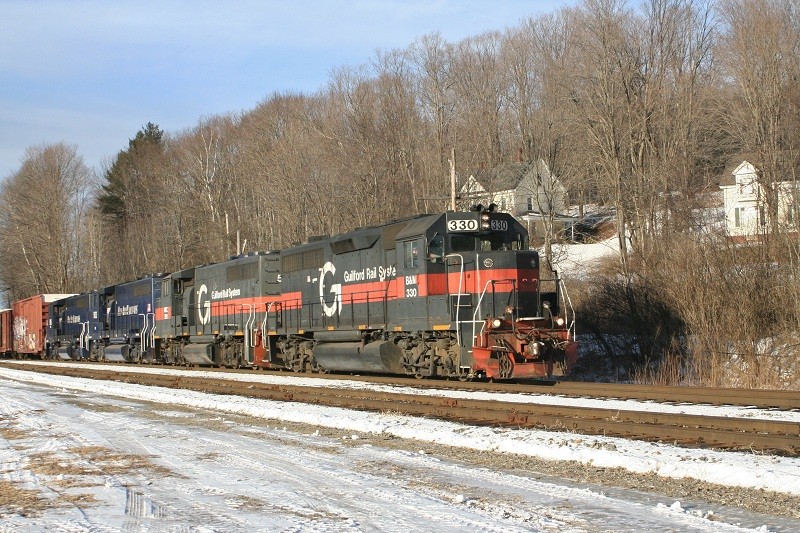 Photo of Train RUPO arriving at Danville Junction, Maine at 3:10 p.m. on 1/26/2013