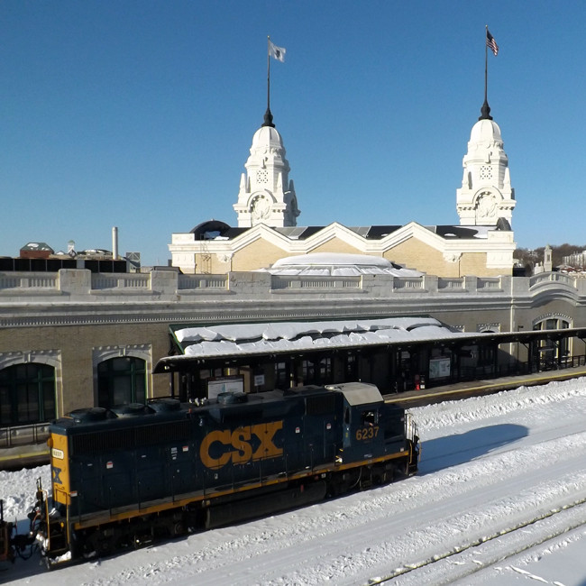 Photo of CSX Locomotive & Worcester's Union Station