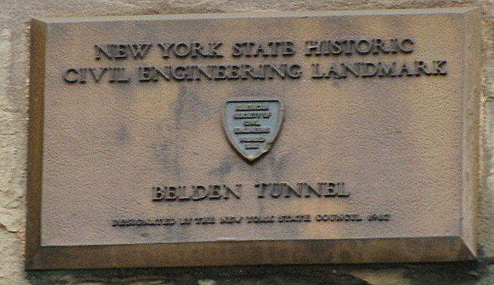 Photo of ASCE plaque at Belden Tunnel, Tunnel, NY
