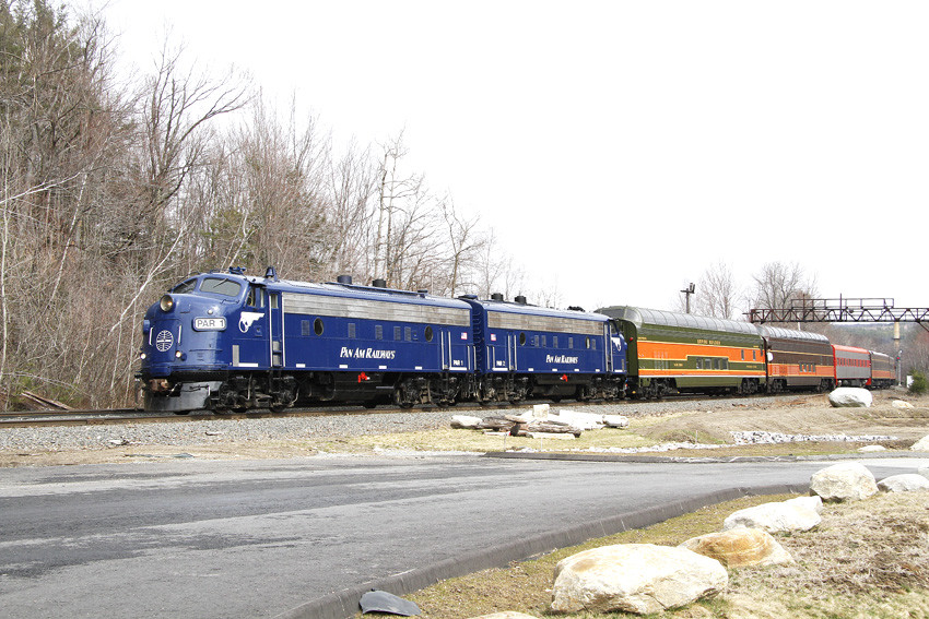 Photo of Pan Am passenger extra at Wachusett Curve in Fitchburg 4/13/13