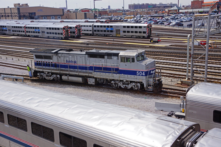 Photo of Amtrak's #504 a GE P32-BWH works the Amtrak Yard