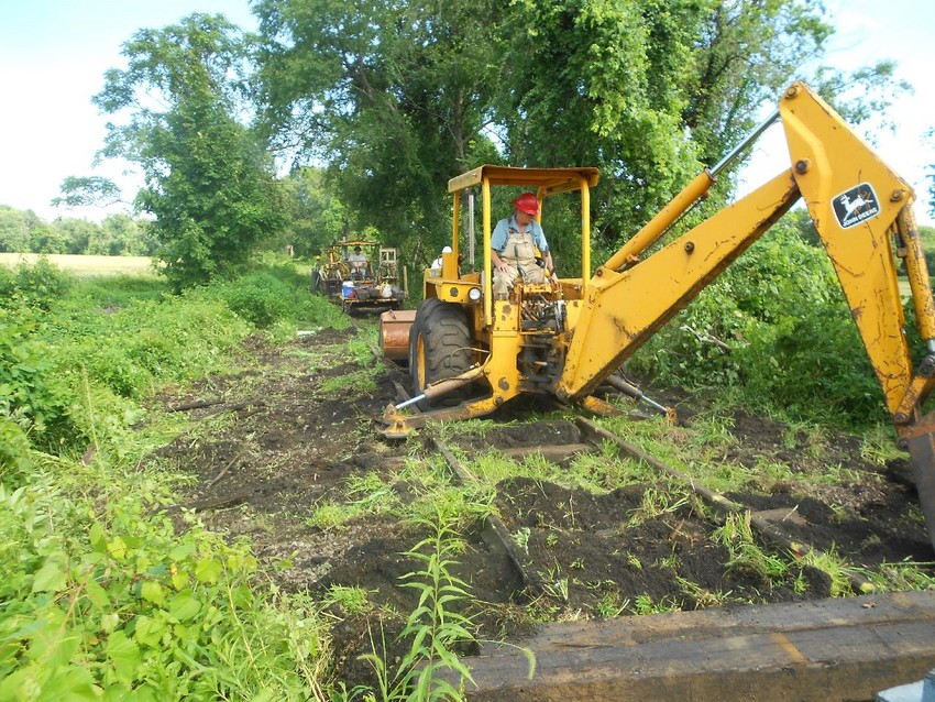 Photo of Track Crew Working West of Bridge C9 at Farmer's Crossing, MP 5.31