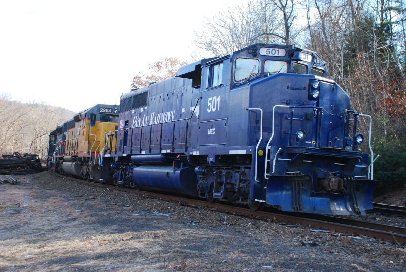 Photo of Pan Am 501 leading a canned westbound at Millers Falls