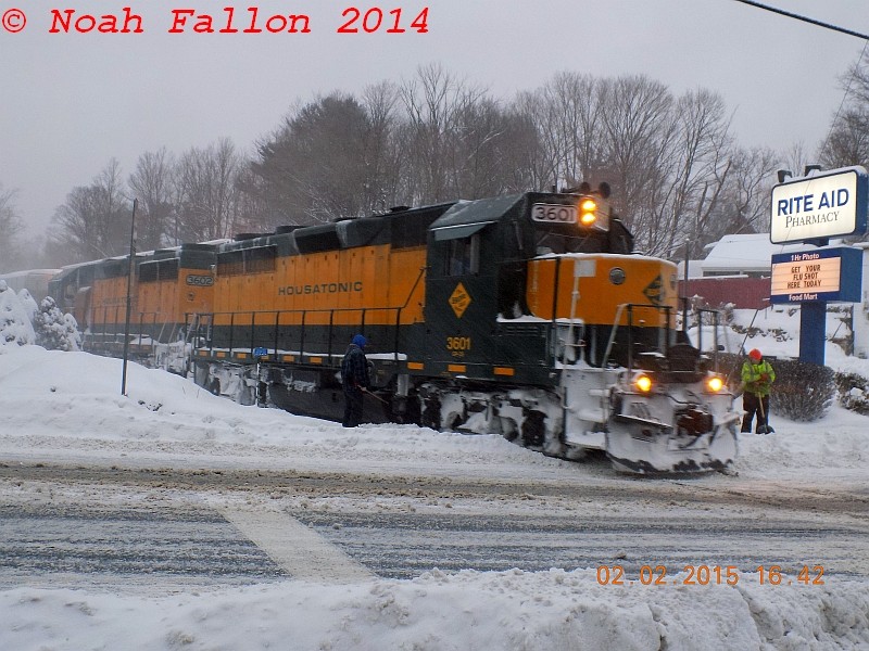 Photo of Housatonic Railroad NX13 During A Snowstorm
