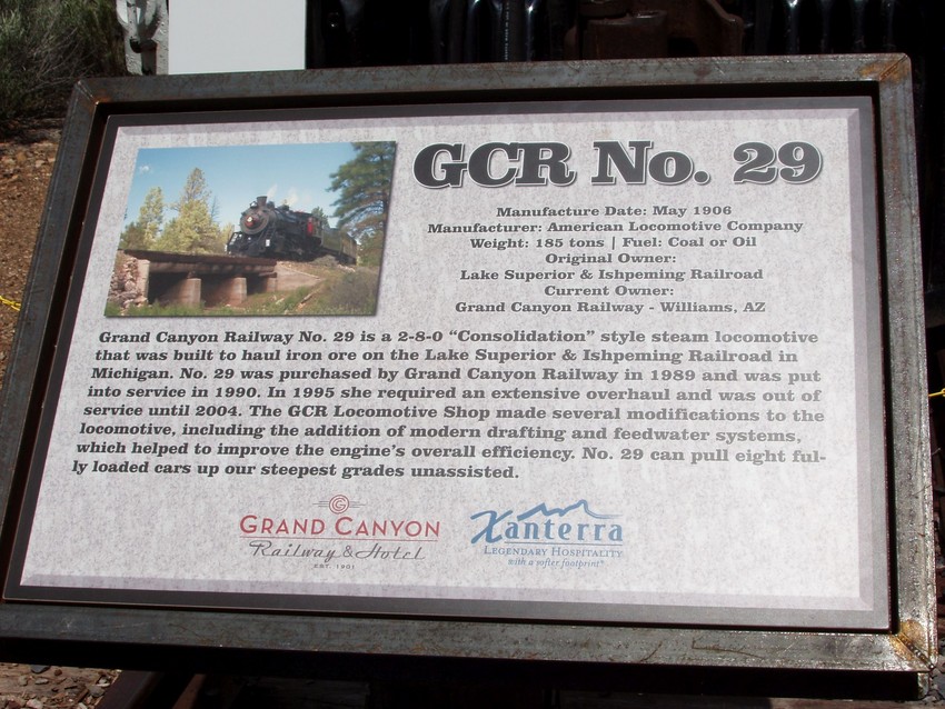 Photo of Grand Canyon Railway #29 Fact Sheet