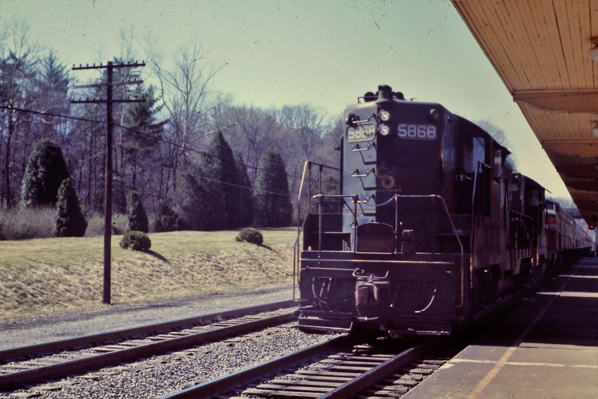 Photo of C&O engines lead Amtrak train at White Sulfur Springs,W Va.
