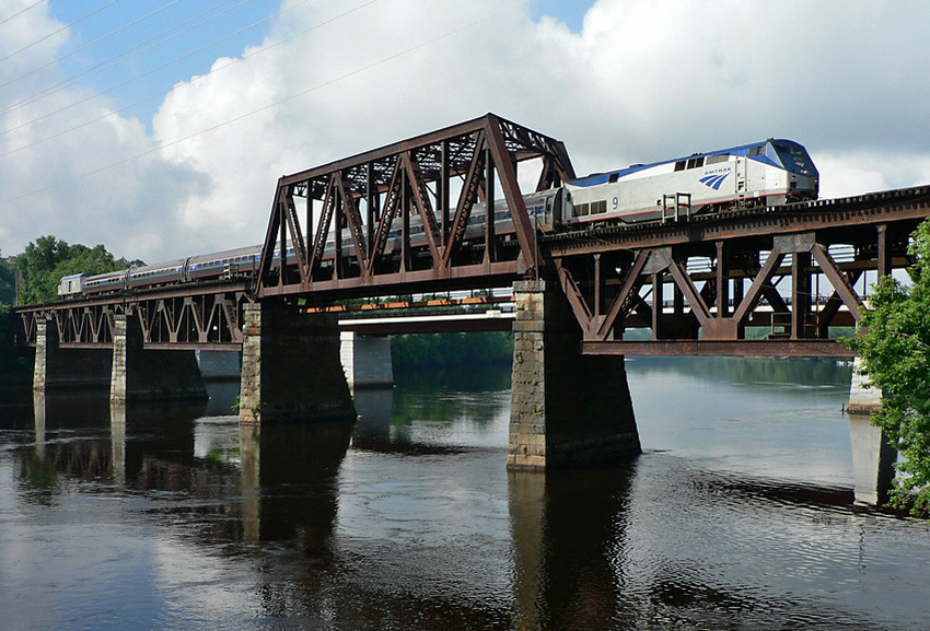 Photo of Downeaster  691 crosses the Merrimack to Haverhill