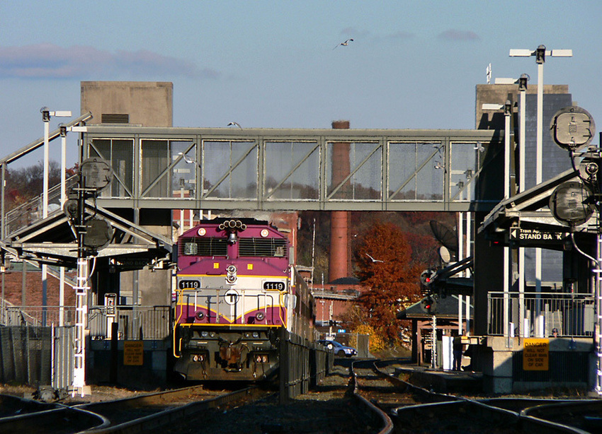 Photo of MBTA train 558 prepares to depart Framingham
