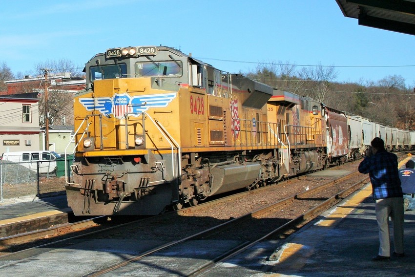 Photo of Section 2 of Empty Grain train passing through Ayer, Ma.