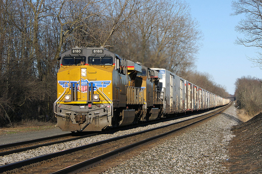 Photo of Union Pacific #8180 westbound in Port Byron, New York