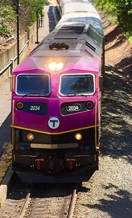 Photo of Down train from Boston arrives Needham Heights
