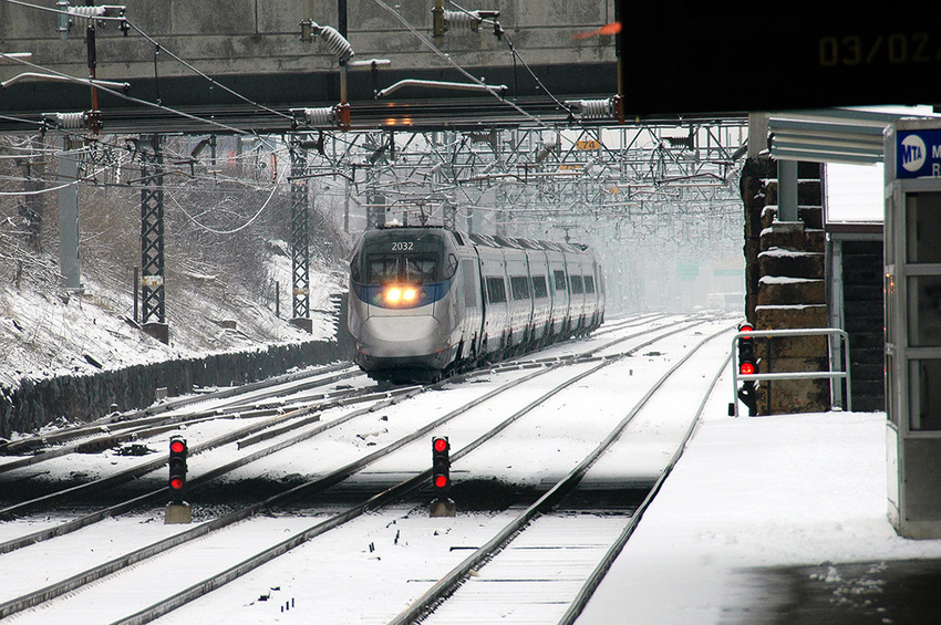 Photo of Amtrak's Acela Express at New Rochelle, NY