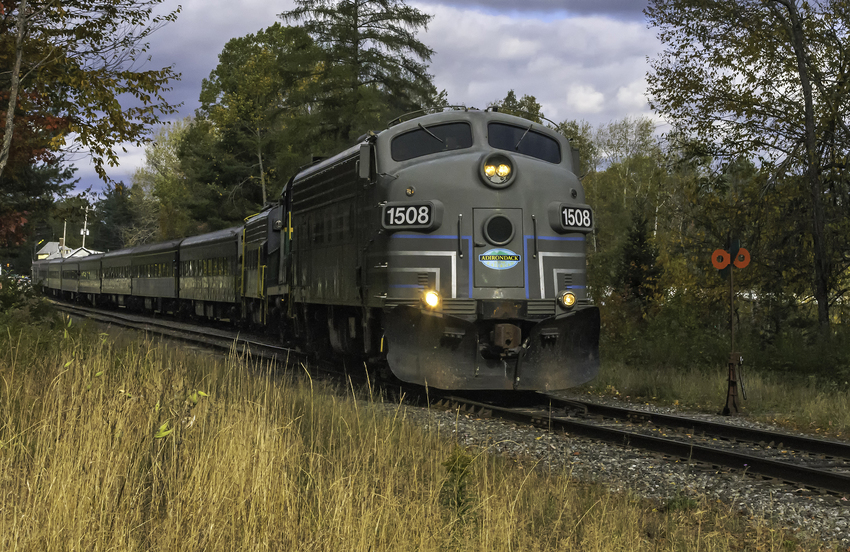 Photo of Fall Foliage Train Heading South Out of Thendara, NY