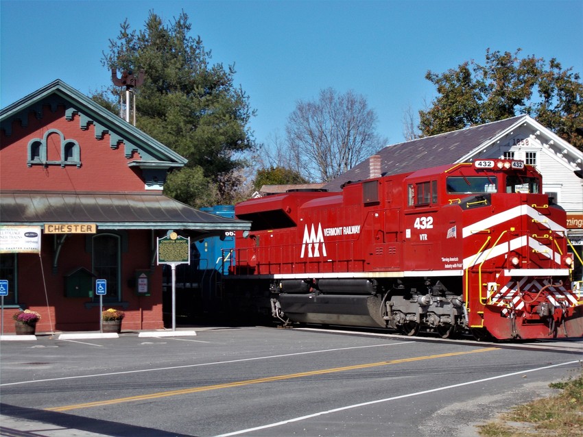 Photo of Vermont Railway SD-70M #432 in Charge of train 263 at Chester,VT