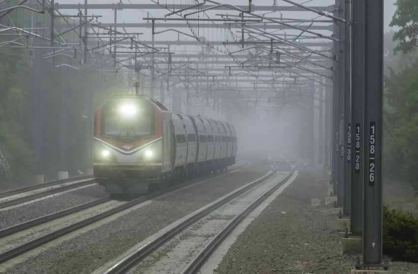 Photo of Amtrak Train 137 Emerging from Fog at Kingston, RI