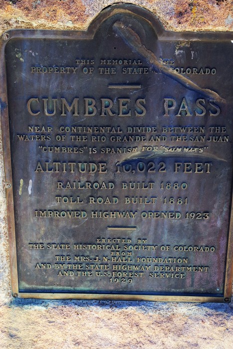Photo of Cumbres & Toltec Railroad plaque at Cumbres pass