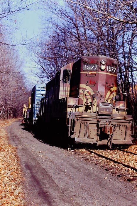 Photo of B&M wreck train, 1973