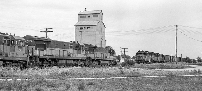 Photo of 2 Milwaukee Road Freights Meeting at Waubay, SD