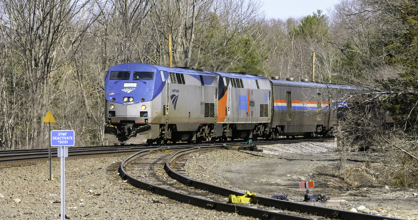 Photo of Amtrak Train 449 With Heritage Unit 2nd Out at North Grafton, MA