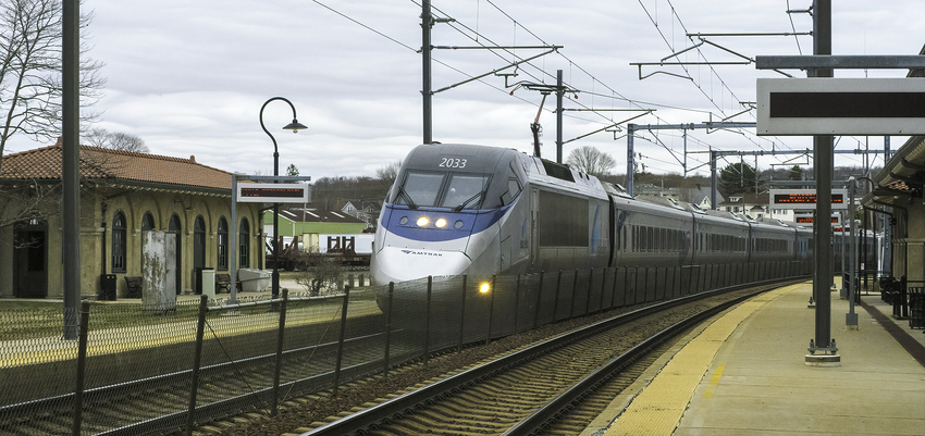 Photo of Westbound Acela at Westerly, RI, station