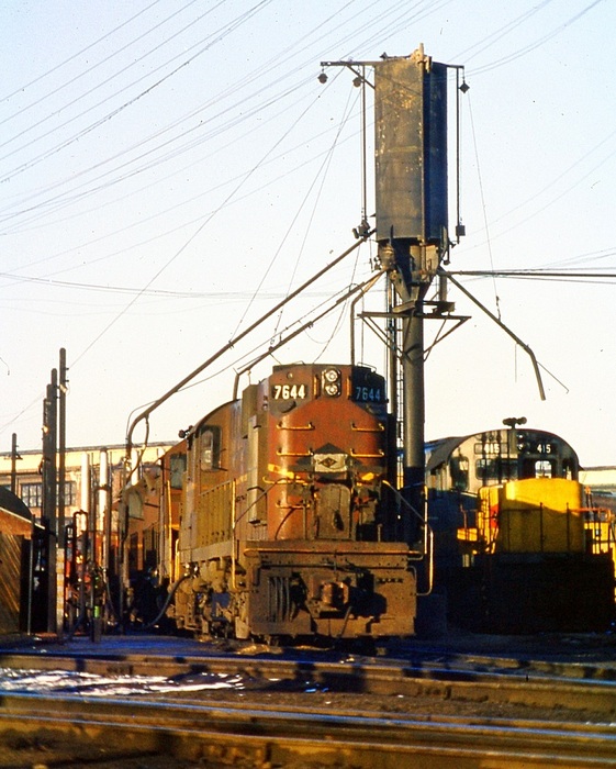 Photo of Lehigh Valley RS11 and C420 resting at Sayre in the late '60s