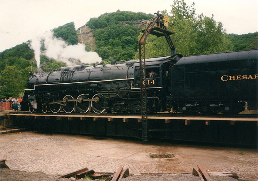 Photo of C&O Greenbrier rides the Erie turntable at Port Jervis