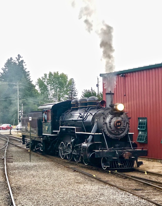 Photo of Valley Railroad 97 running around her train