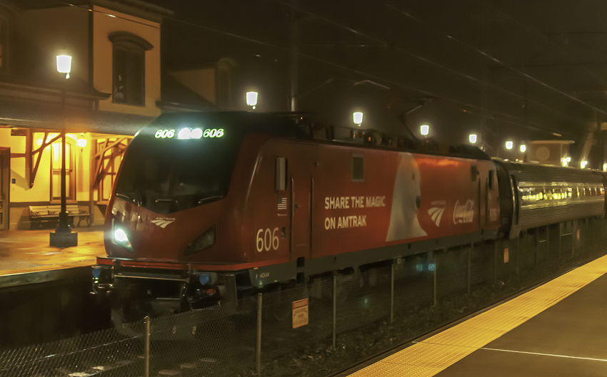 Photo of Amtrak Train 82 Pulling Into Kingston Station with AMTK 606