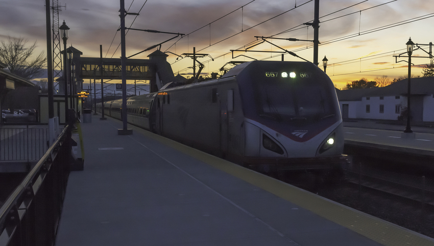 Photo of Amtrak Train 82 Arriving Kingston Station at Sunset