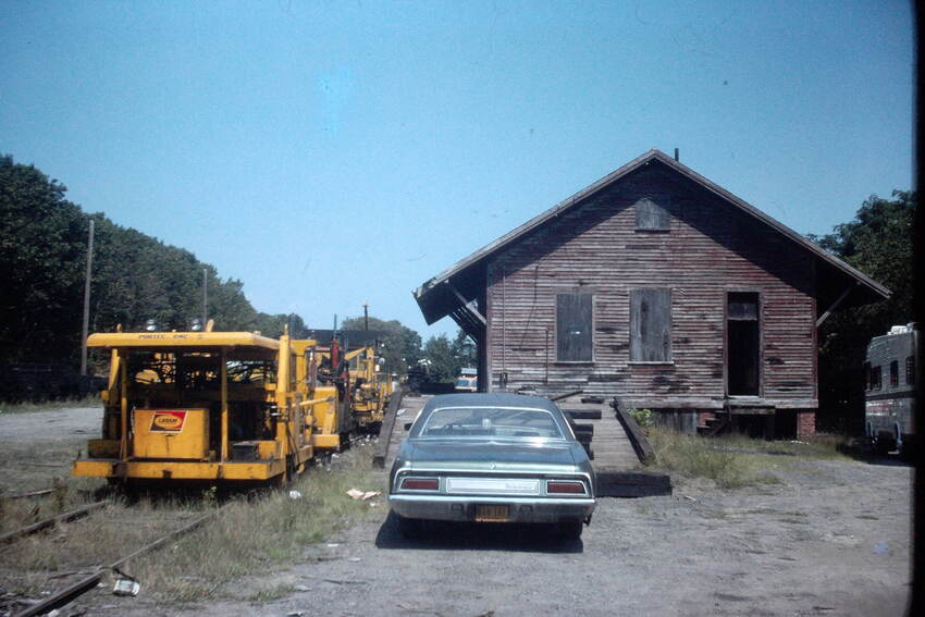 Photo of Falmouth freight house during rebuilding of the branch