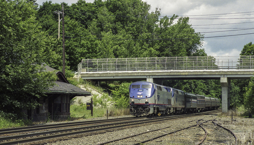 Photo of Amtrak Train 449 Passing East Brookfield, MA Depot
