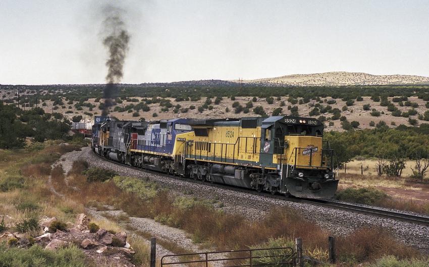 Photo of Eastbound UP Freight on BNSF Exiting Abo Canyon at Scholle, NM