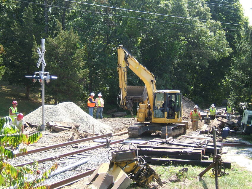 Photo of Cataumet, MA RR crossing replacement underway