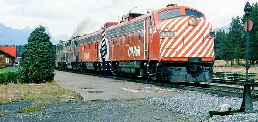 Photo of CPR eastbound Canadian at Lake Louise 1970 - 2