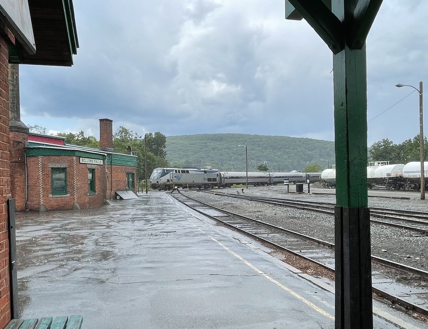Photo of Southbound Amtrak in the rain