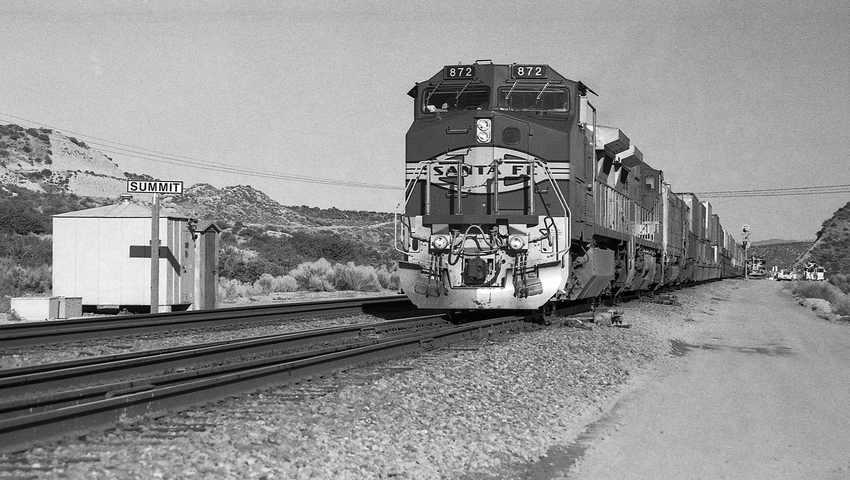 Photo of Santa Fe Stack Train Cresting Cajon Pass