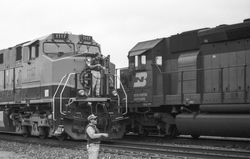 Photo of BNSF Train Crew Honoring an Old Tradition