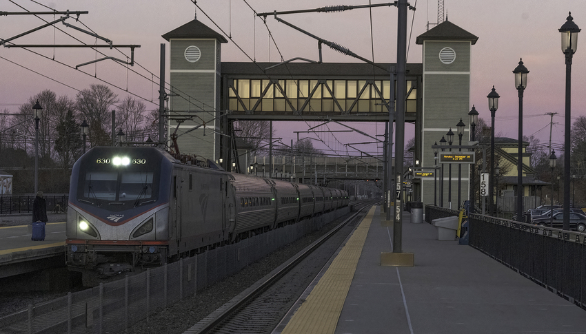 Photo of AMTK Train 175 Arriving Kingston Station at Sunset