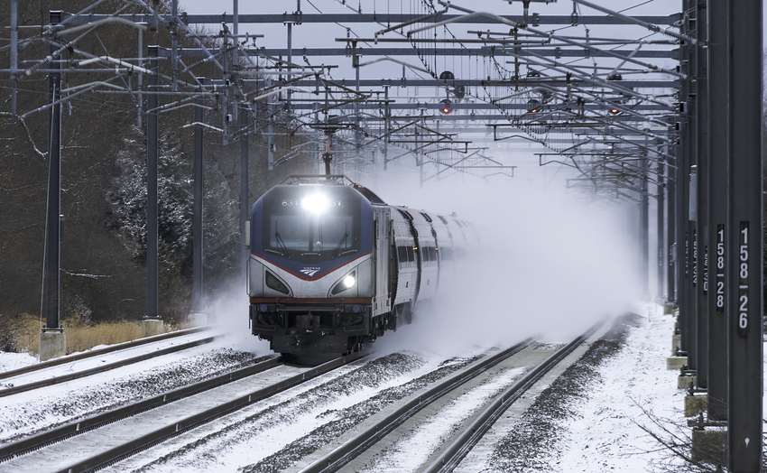 Photo of Amtrak Train 173 in the White Christmas Eve Snow