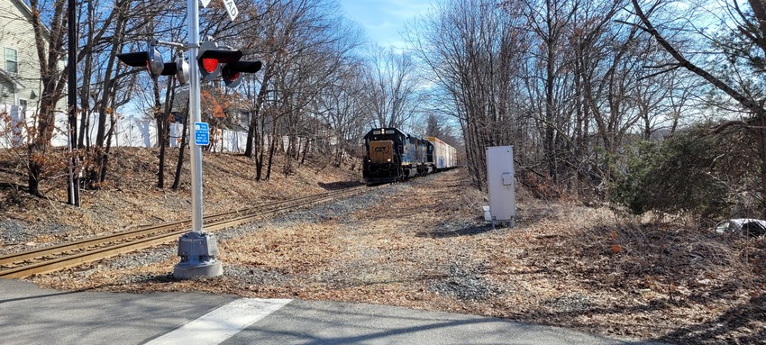 Photo of CSX moving through Medfield on a late winter day