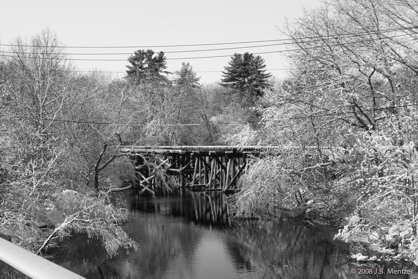 Photo of Bay Colony Charles River trestle in winter