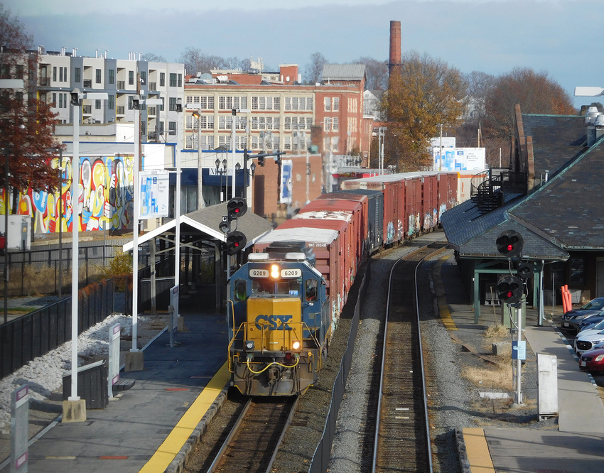 Photo of CSXT 6209 Leads L010 at Framingham Station